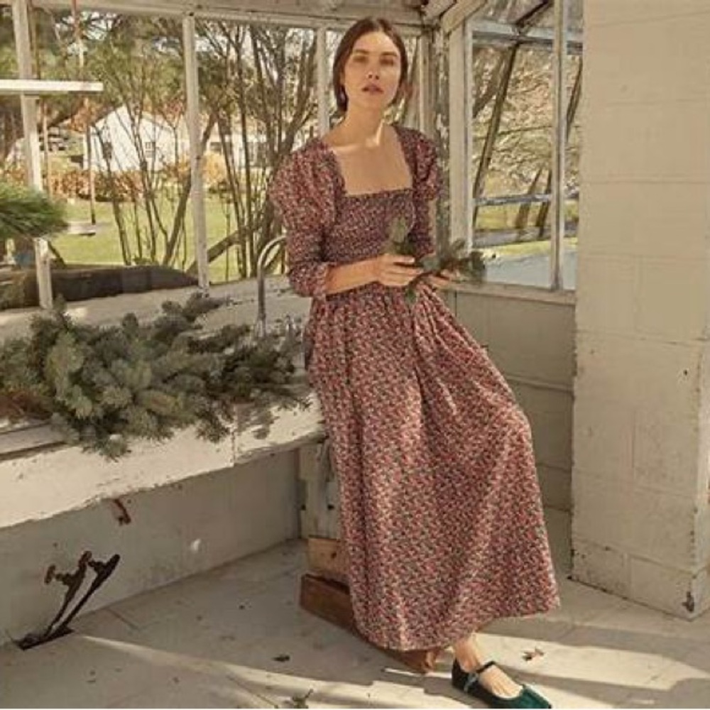 Doen Floral Maxi Dress - Red and White